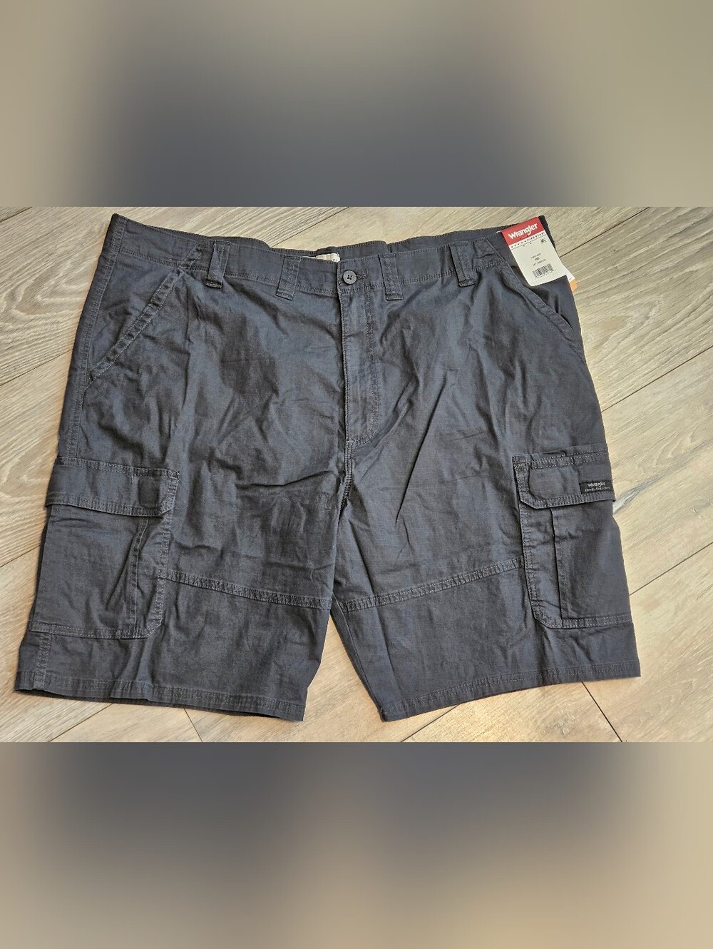 Wrangler Five Star Heritage Cargo Shorts Men 46 Dark Gray Charcoal Stretch NWT